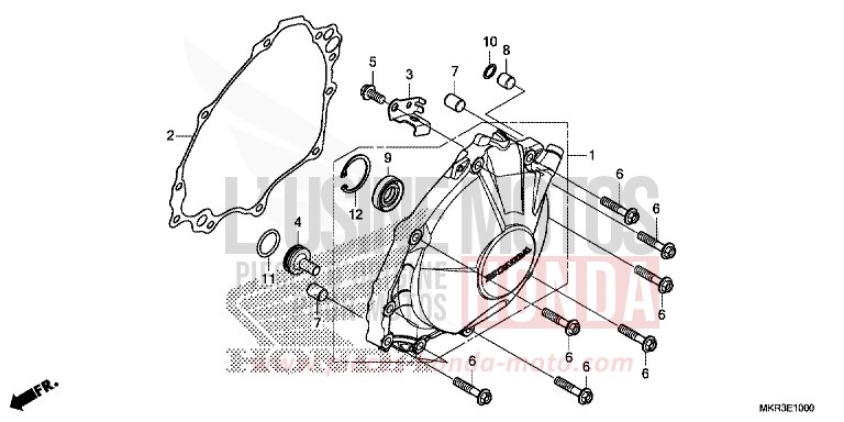 COUVERCLE DE GENERATEUR C.A. de CBR1000RR "Fireblade" GRAND PRIX RED (R380) de 2020